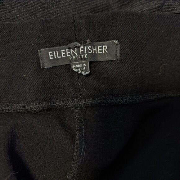 Eileen Fisher Pull On Crepe Black Stretch Pants Straight Relaxed Leg Preppy - Picture 5 of 7